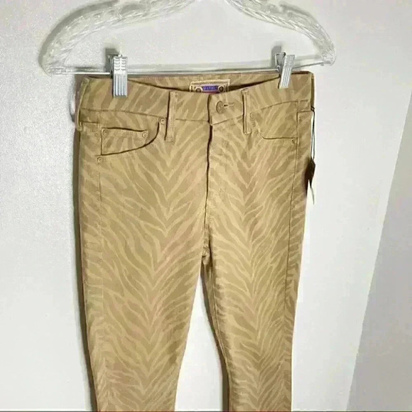 NEW MOTHER The Looker Ankle Fray Jeans Sweet Stripes Animal Print Denim Bohemian - Picture 8 of 10